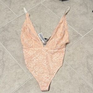 Forever 21 Peach Lace Bodysuit